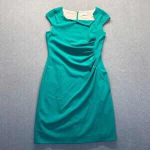Calvin Klein Sleeveless Stretch Ruched-Square Neck Women Dress Size 10,Zipp